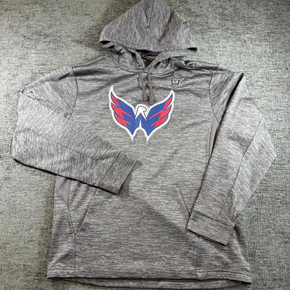 Fanatics Hoodie Men Medium Grey Washington Capitals 2019 Stanley Cup Playoff NHL